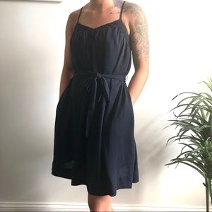 Navy Blue Tie Waist Banana Republic Dress